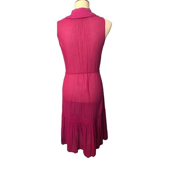 Zara vibrant  pink near sheer sleeveless prairie style midi dress - Picture 8 of 11